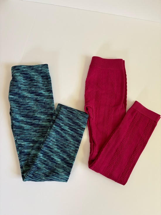 Faded Glory Other - Faded Glory Pink Cable-Knit Leggings & Blue Space-Dye Pair
